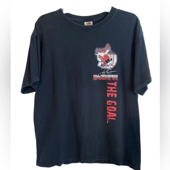 Team Canada The Goal Paul Henderson T-Shirt Adult Lg  Black - Picture 1 of 8